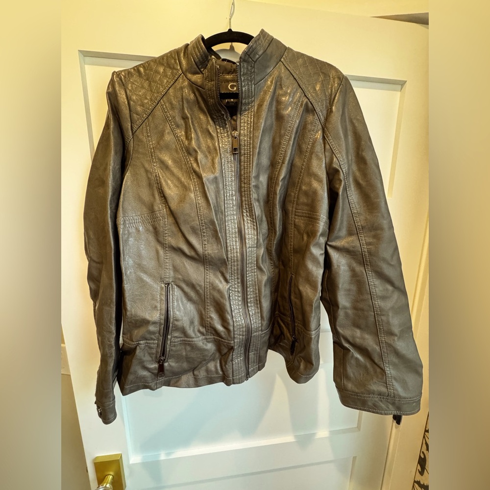 Gallery women’s size 1x pleather jacket dark gray